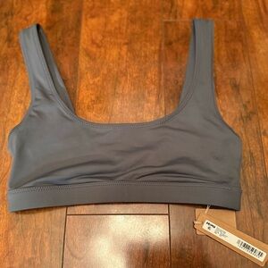 SKIMS Recycled Swim Tank Bikini Top in Gunmetal